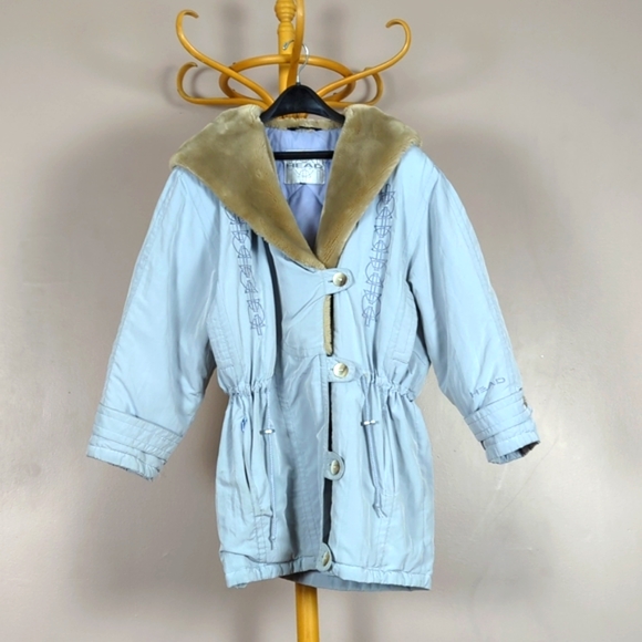 RARE! Vintage silver HEAD embroidered winter jacket with faux fur trim - Picture 5 of 15
